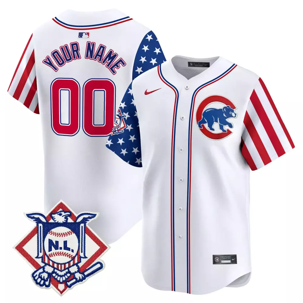 Custom Chicago Cubs Jersey White National League Men Split Design Blue Red Vapor