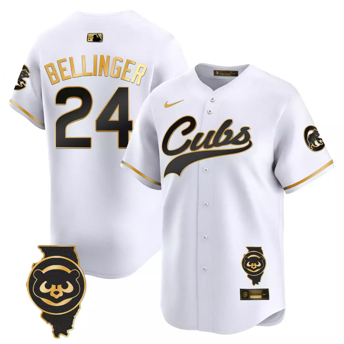 Cody Bellinger 24 Cubs Jersey White City Connect Illinois State Engineered Men Black