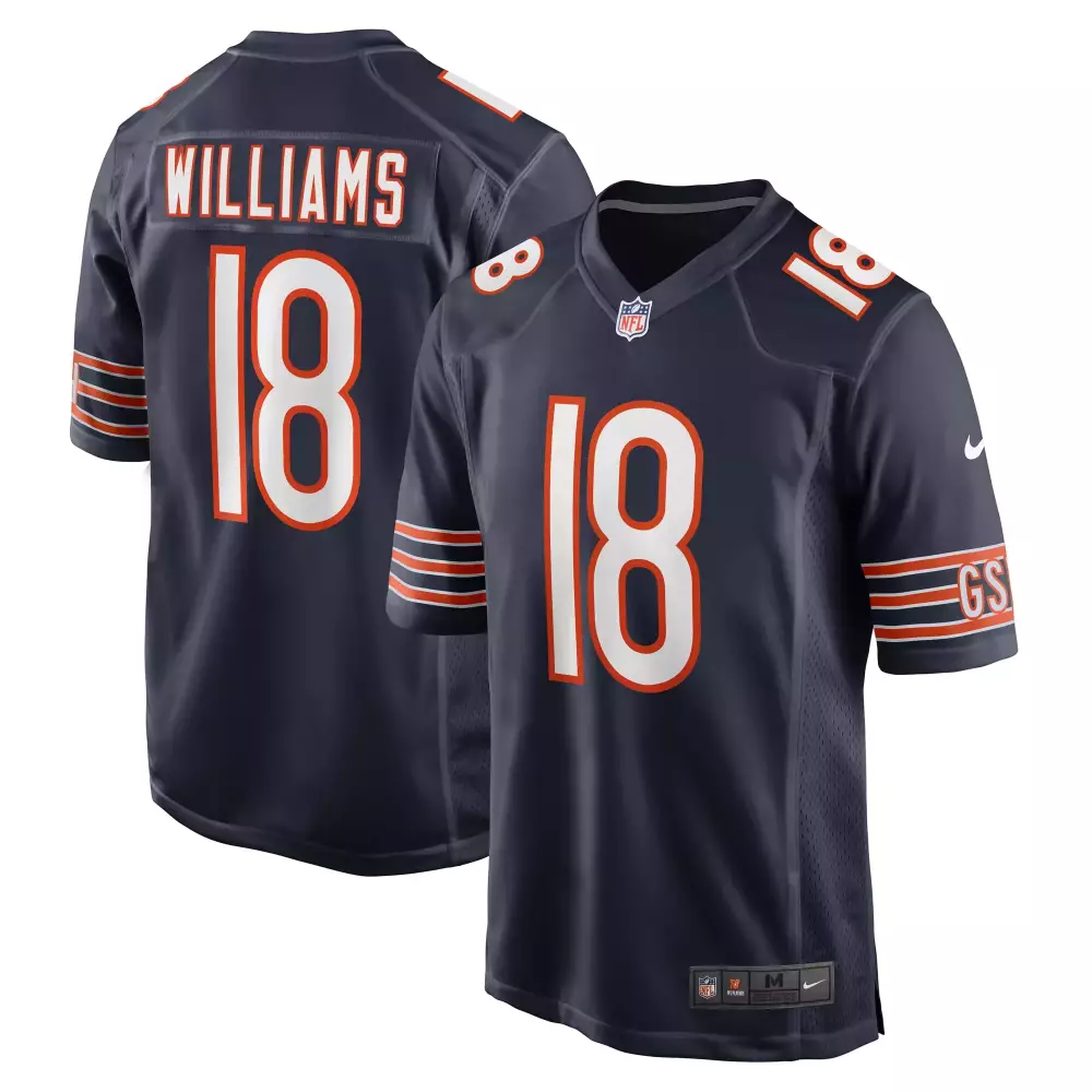 Caleb Williams 18 Chicago Bears Jersey Navy Men Orange White All Stitched Vapor
