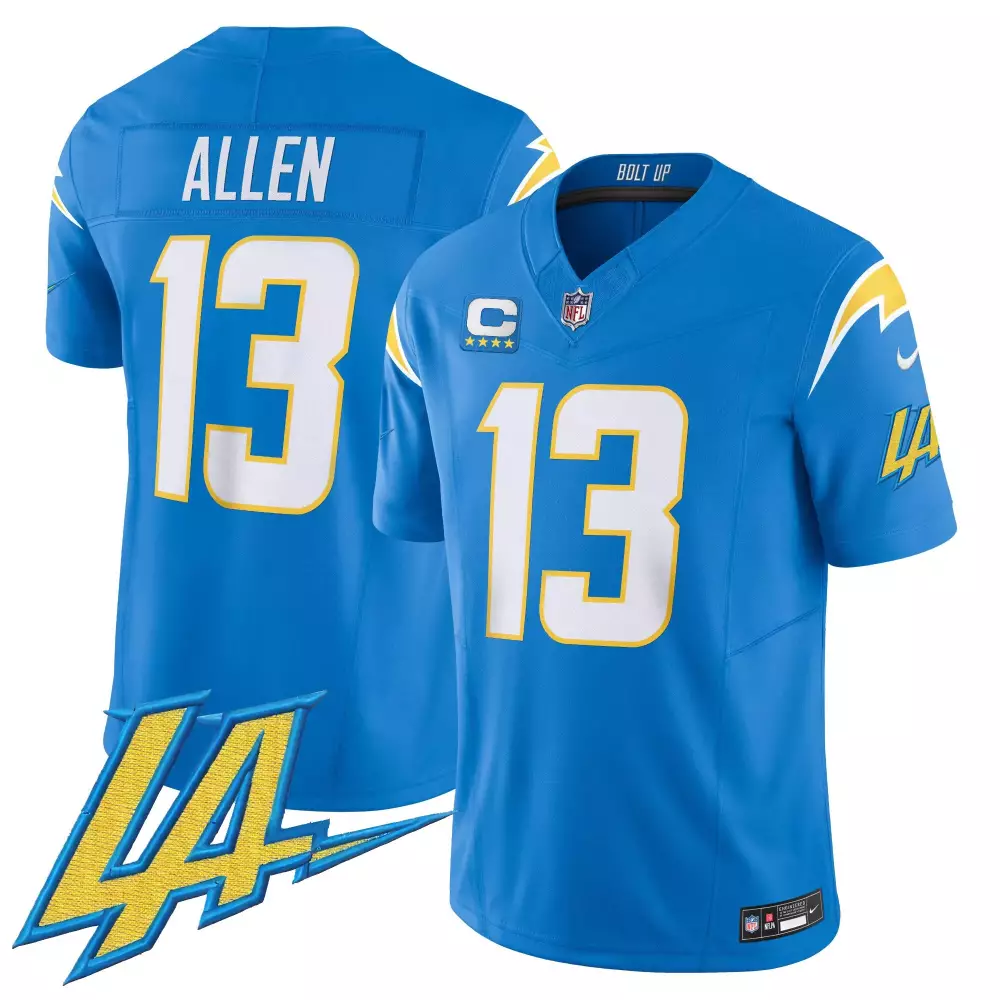 Keenan Allen 13 Jersey Blue Bolt Up Los Angeles Chargers Men Yellow White Vapor Limited