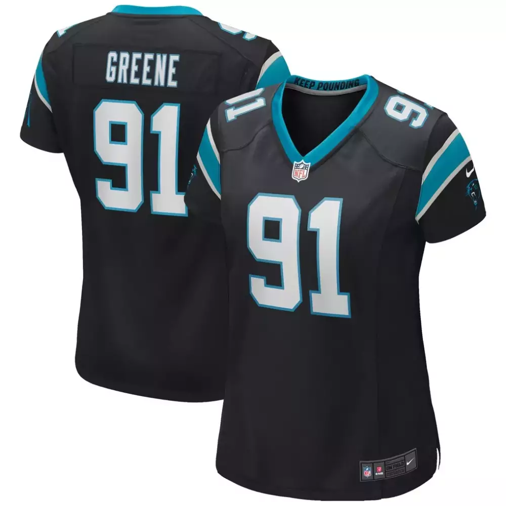 Kevin Greene 91 Carolina Panthers Jersey Black Women Teal White Game Retired