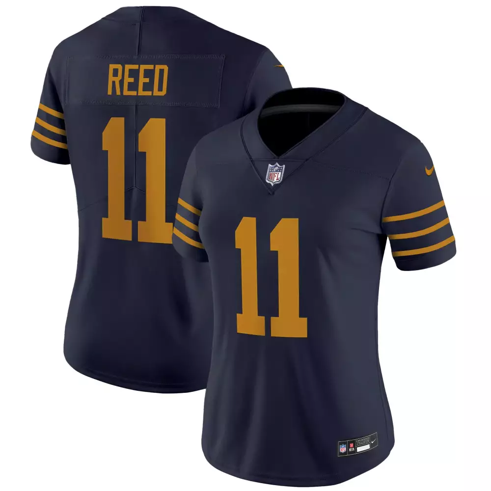 Reed 11 Chicago Bears Jersey Navy Women Replica Orange Stitched Vapor Limited