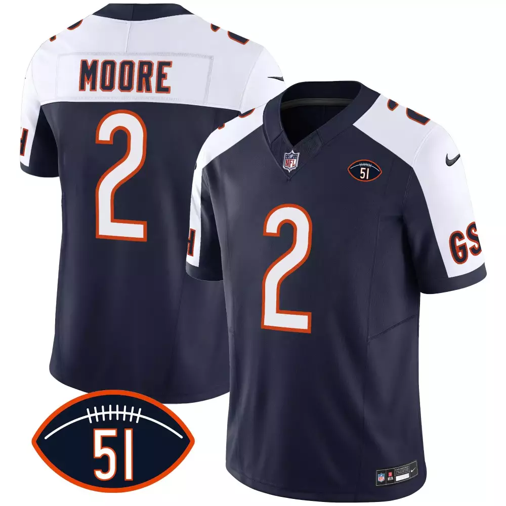 Dj Moore 2 Bears Jersey Navy Men White Alternate Vapor All Stitched
