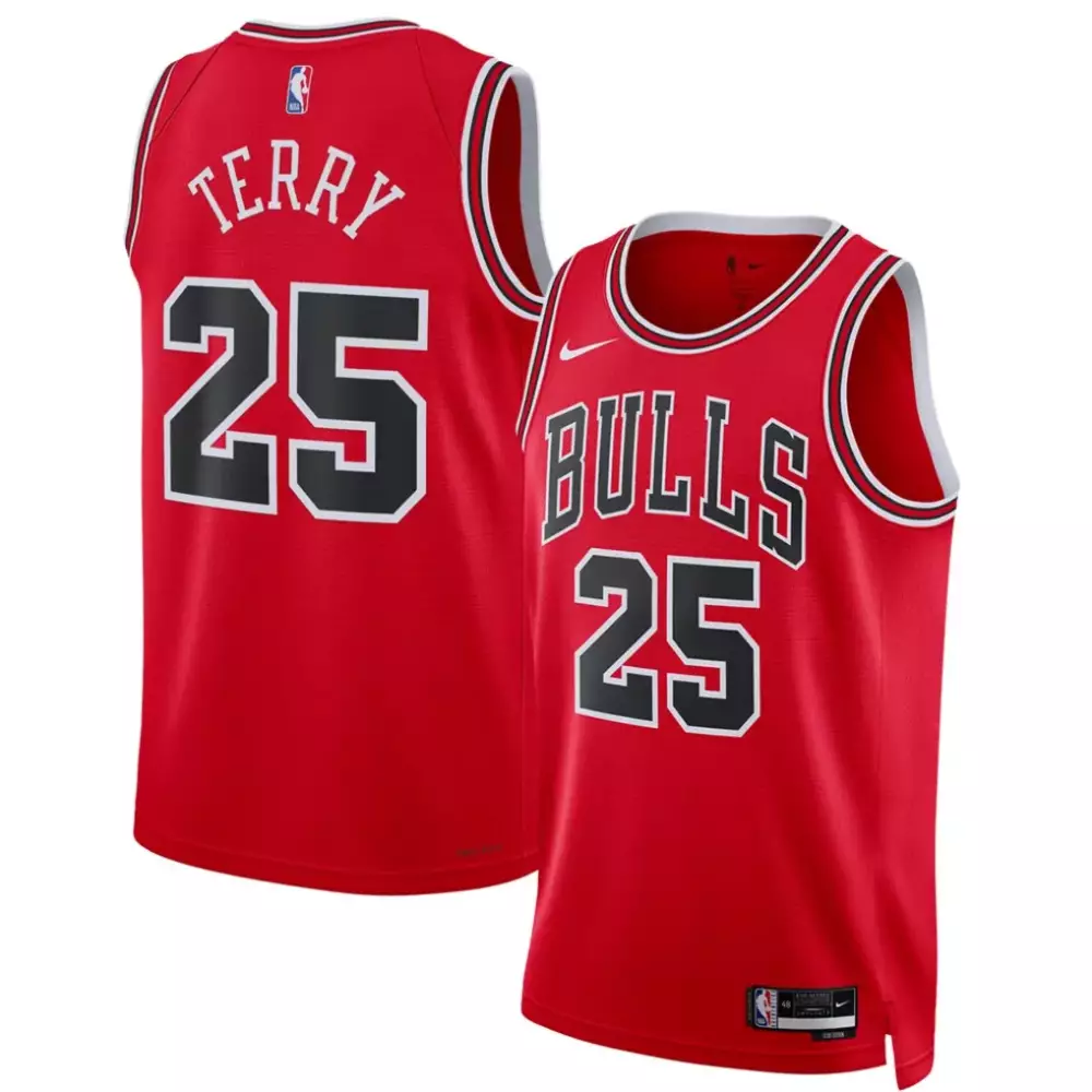 Dalen Terry 25 Bulls Jersey Red Men Replica White Black Unisex Swingman Icon