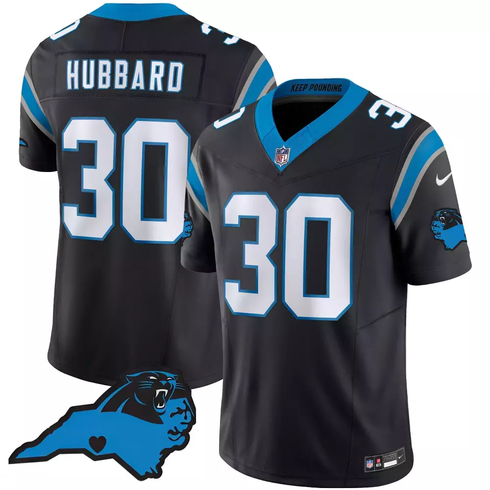 Chuba Hubbard 30 Jersey Black Carolina Panthers Men Blue White Vapor Limited All