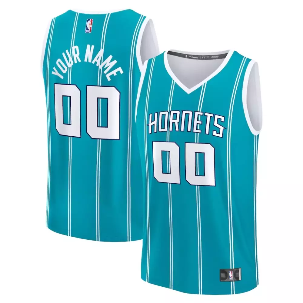 Custom Charlotte Hornets Jersey Teal Men White Replica Icon