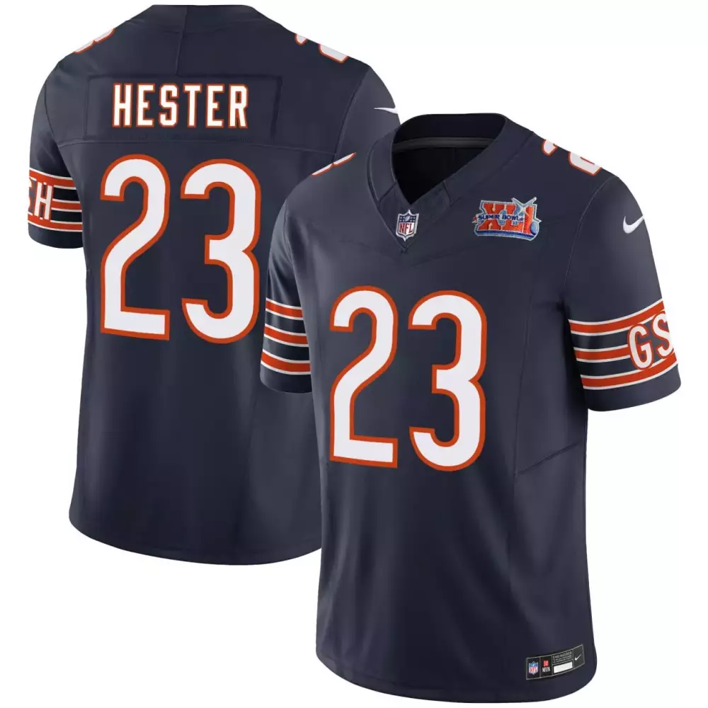 Devin Hester 23 Chicago Bears Jersey Navy Super Bowl Xli Men Authentic Orange White