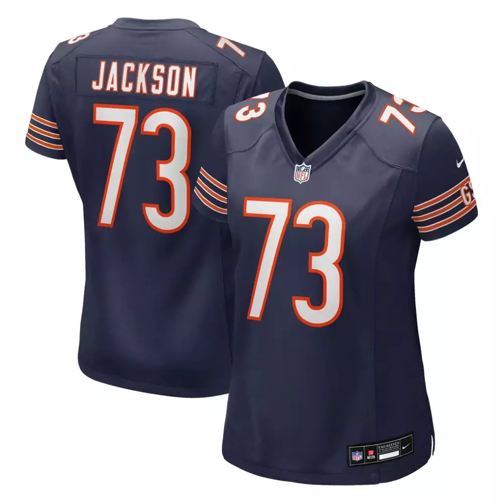 Jonah Jackson 73 Chicago Bears Jersey Navy Men Orange White Game