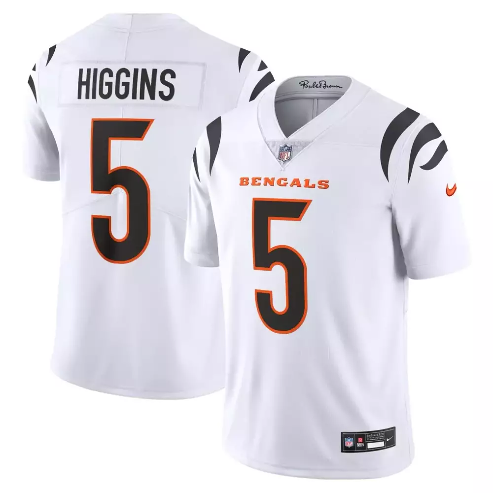 Tee Higgins 5 Bengals Jersey White Men Replica Alternate Orange Black Vapor Limited