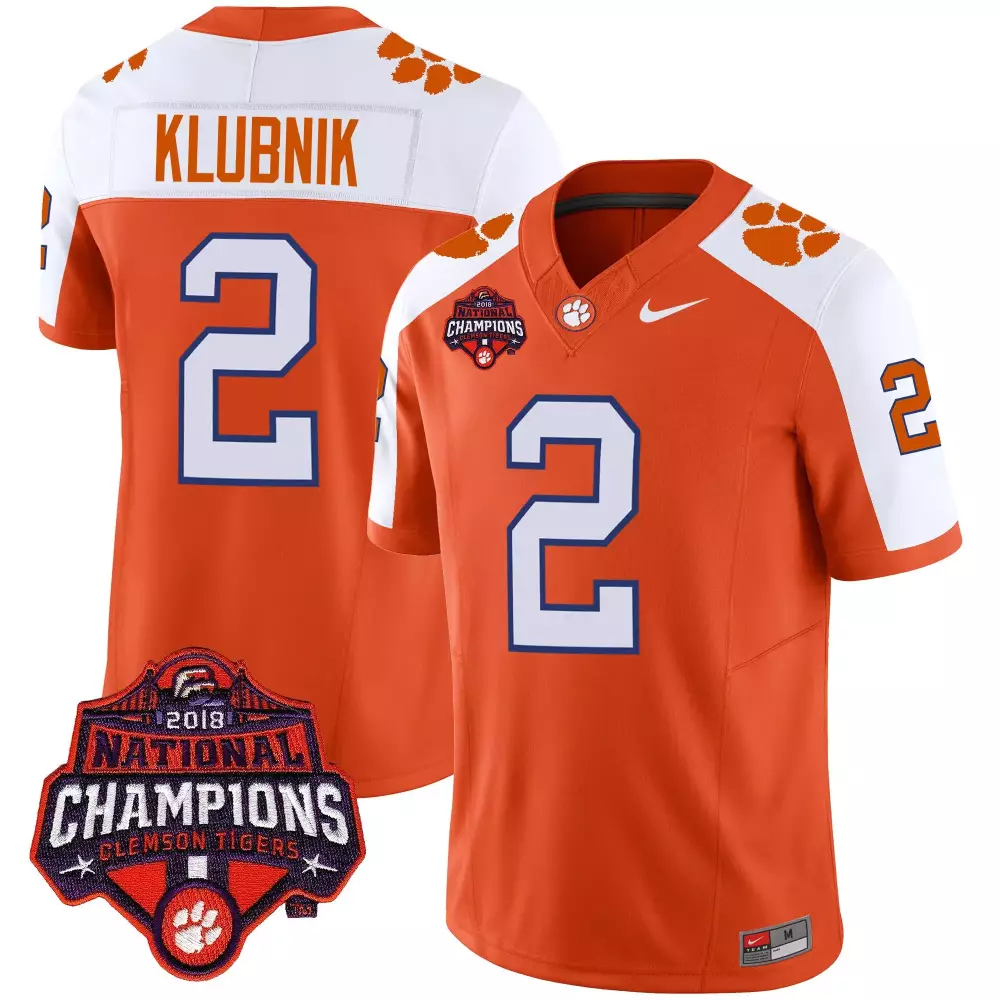 Cade Klubnik 2 Clemson Tigers Jersey Orange National Championship 2018 Men White