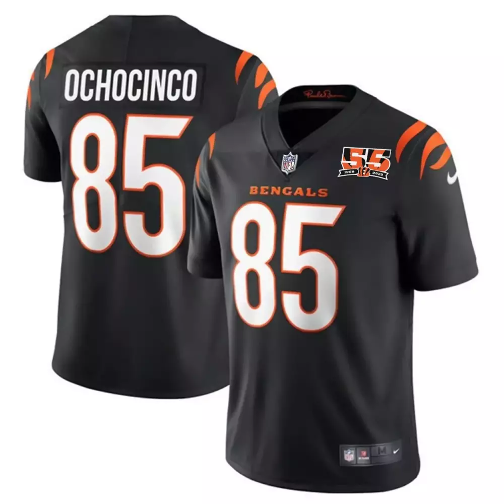 Chad Johnson 85 Bengals Jersey Black Men Orange White Anniversary Vapor Limited All
