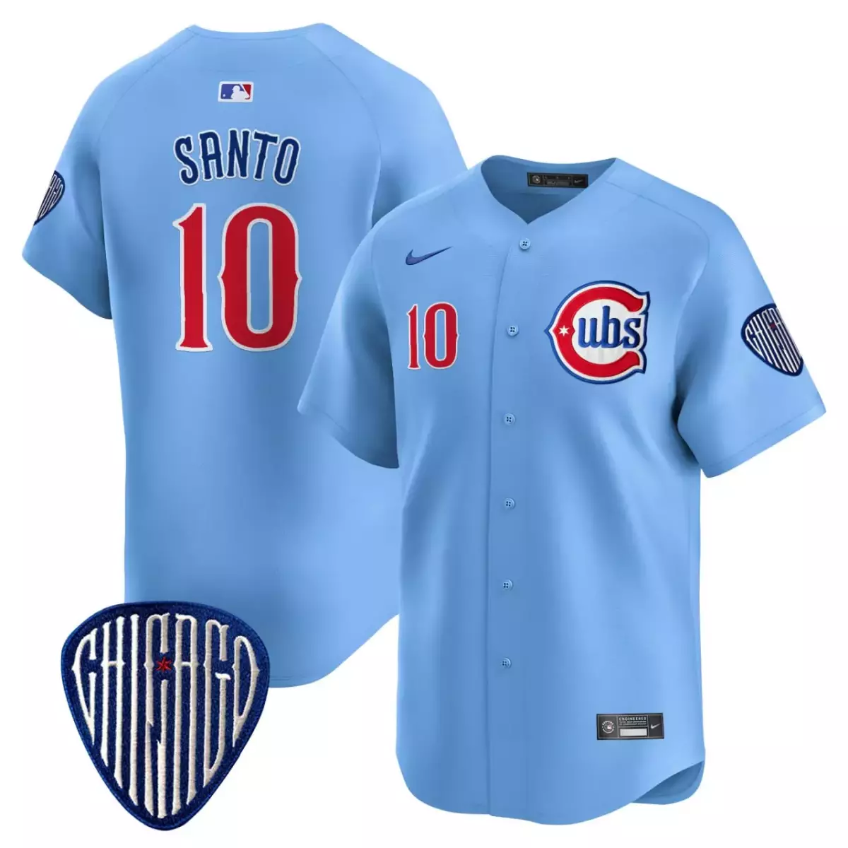 Ron Santo 10 Cubs Jersey Light Blue City Connect Chicago Men Red White Vapor Premier