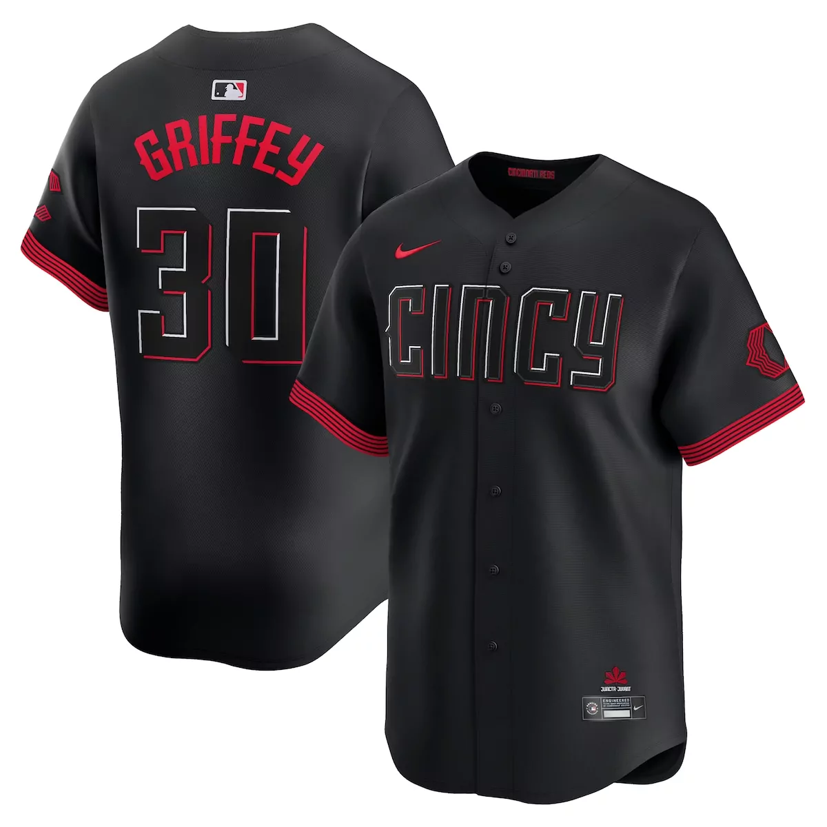 Ken Griffey 30 Cincinnati Reds Jersey Black Men Red White Retired Limited