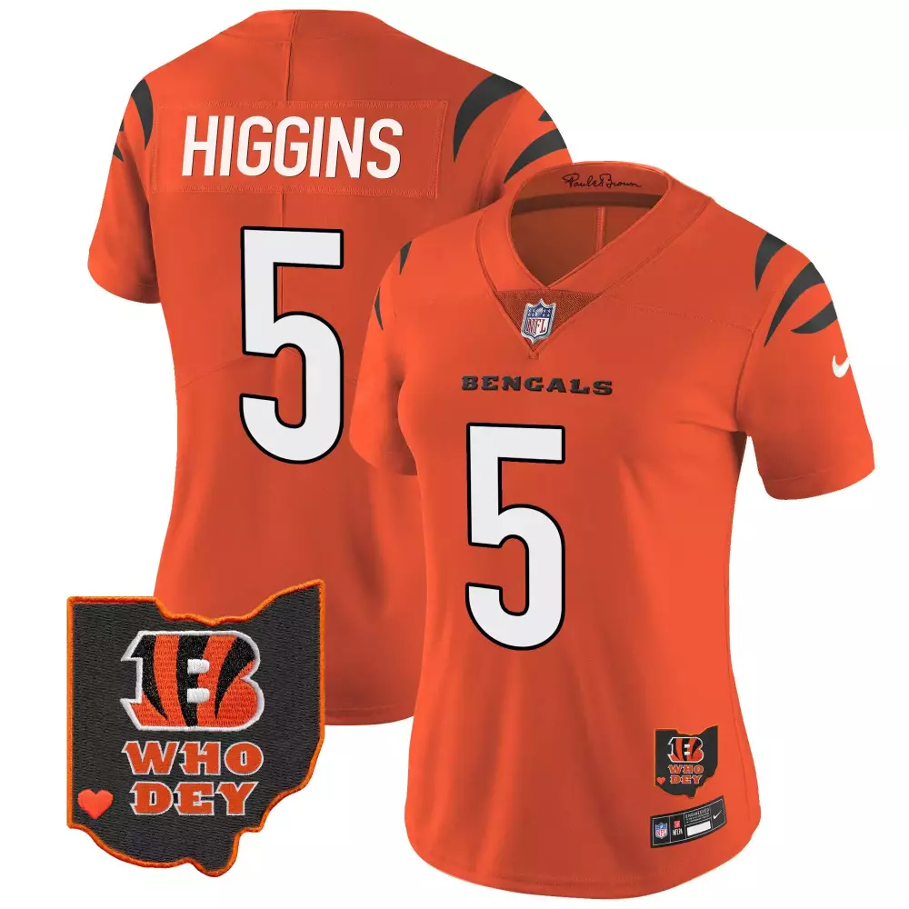 Tee Higgins 5 Bengals Jersey Orange Who Dey Men Replica White Black Vapor Limited