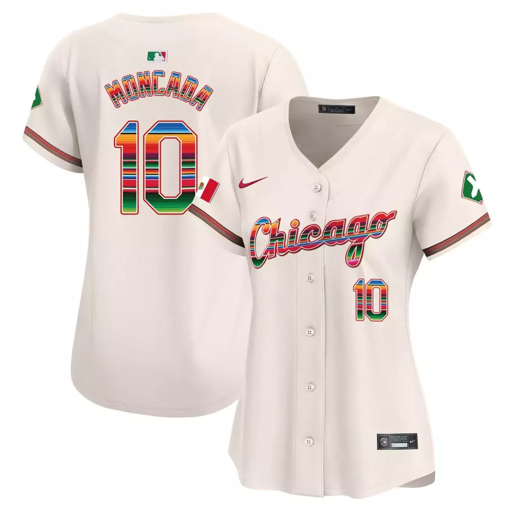 Yoan Moncada 10 Chicago Jersey White Mexico Flag Men Alternate Split Design Green