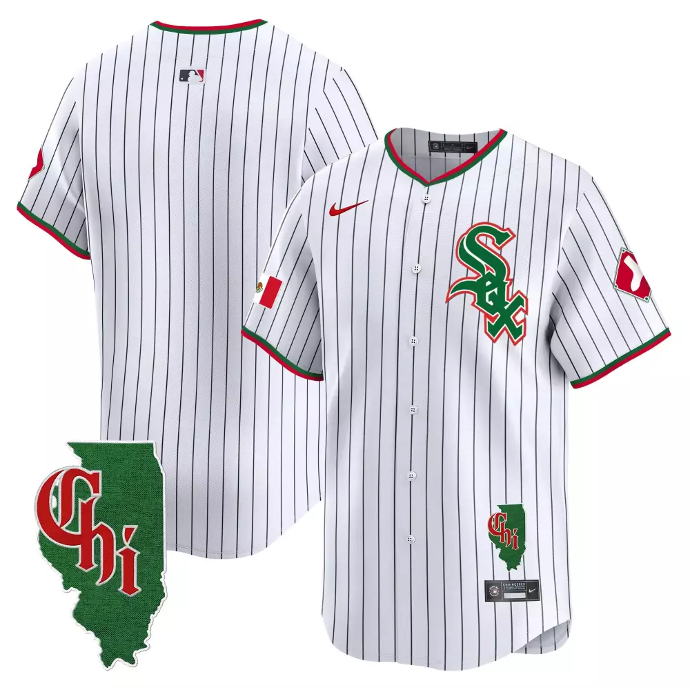 Shohei Ohtani 17 Jersey White City Connect Chicago Sox Mexico Flag Illinois State Silhouette 2024