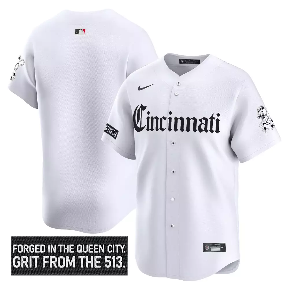 Custom Cincinnati Reds Jersey White City Connect Batterman Black Vapor Premier Embroidered