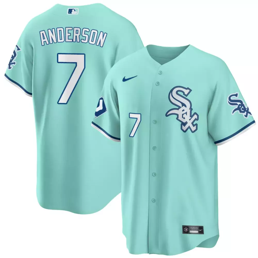 Vaughn Aqua 7 White Sox Jersey Men Alternate Navy All Stitched Vapor