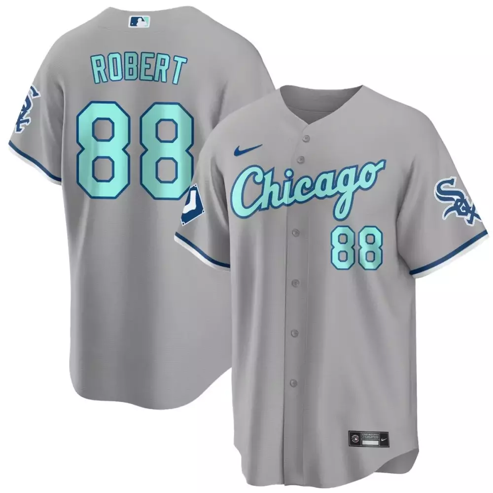 Luis Robert 88 Chicago White Sox Jersey Gray City Connect 2023 Men Light Blue Navy