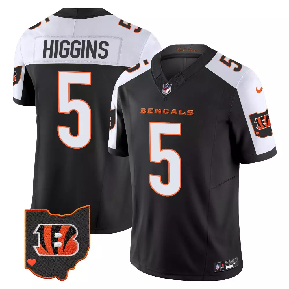 Tee Higgins 5 Bengals Jersey Black Men Replica White Orange Alternate Vapor Limited