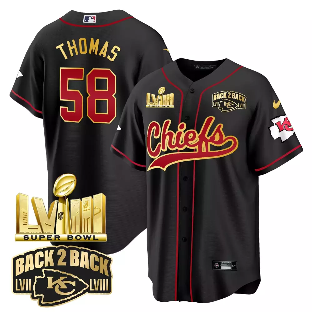 Thomas Lvii 58 Kansas City Chiefs Jersey Black Super Bowl Lviii Champions 2023 Men