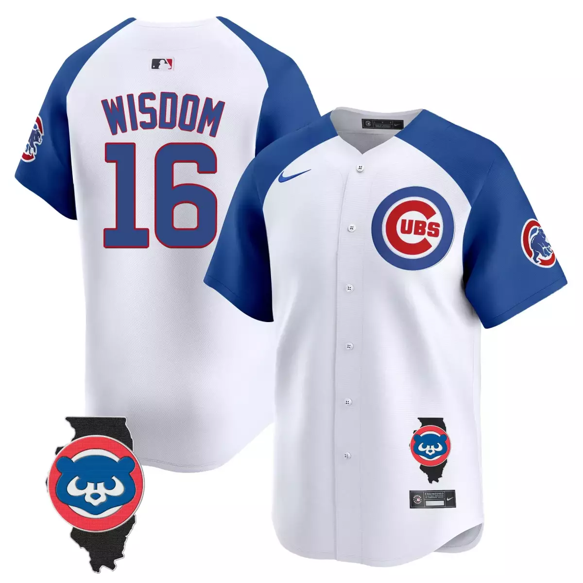 Patrick Wisdom 16 Cubs Jersey White City Connect Illinois State Outline Men Royal Blue