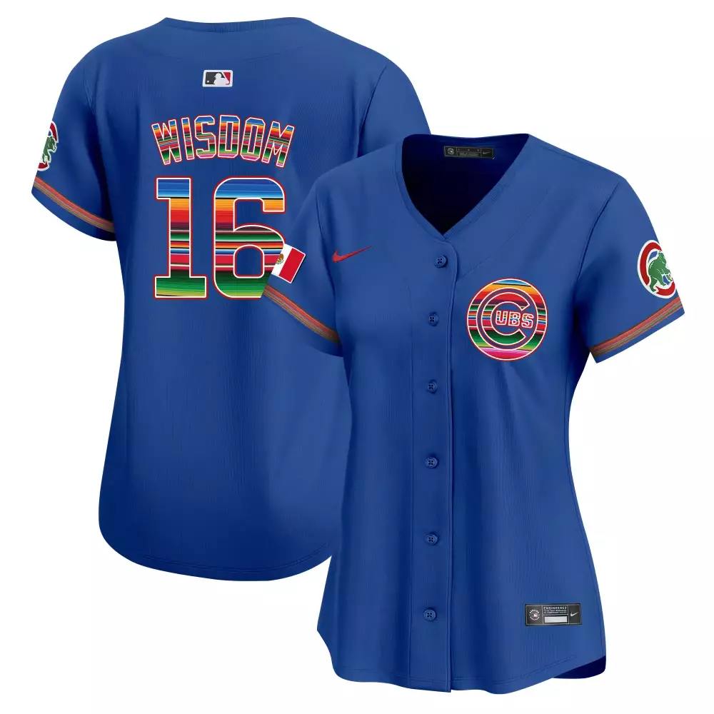 Patrick Wisdom 16 Cubs Jersey Blue City Connect Mexico Flag Men Alternate Custom Design