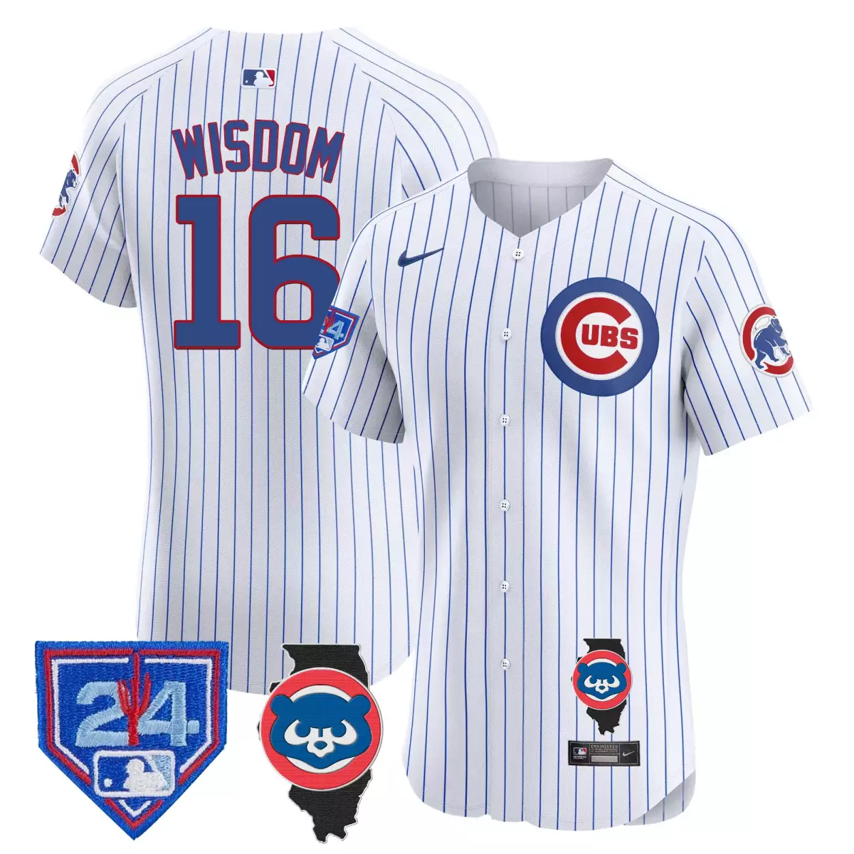Wisdom Training 16 Cubs Jersey White Illinois Men Pinstripe Blue Red Vapor Premier