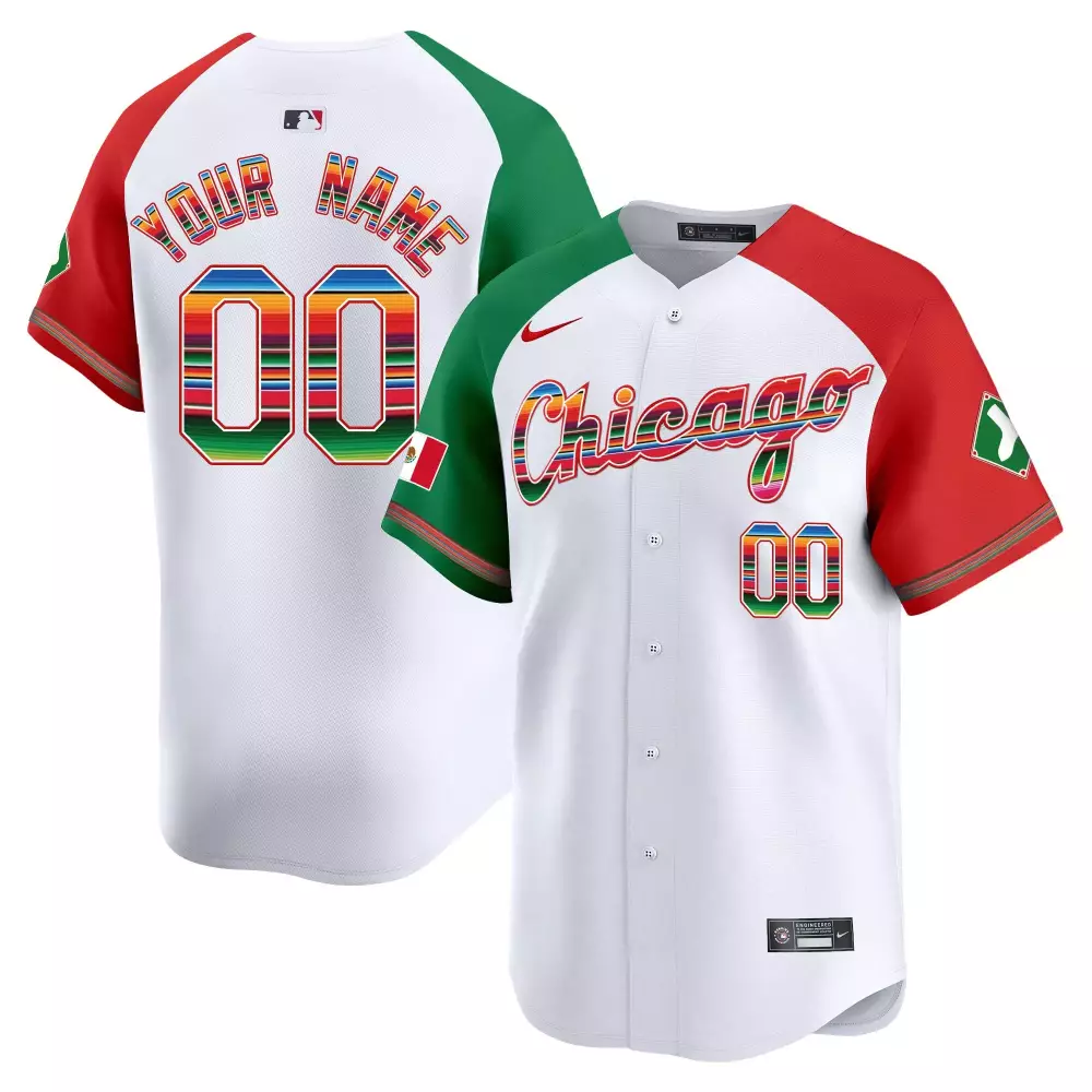 Custom Chicago Jersey White Cinco De Mayo Mexico Flag Cubs Men Split Design Red Green