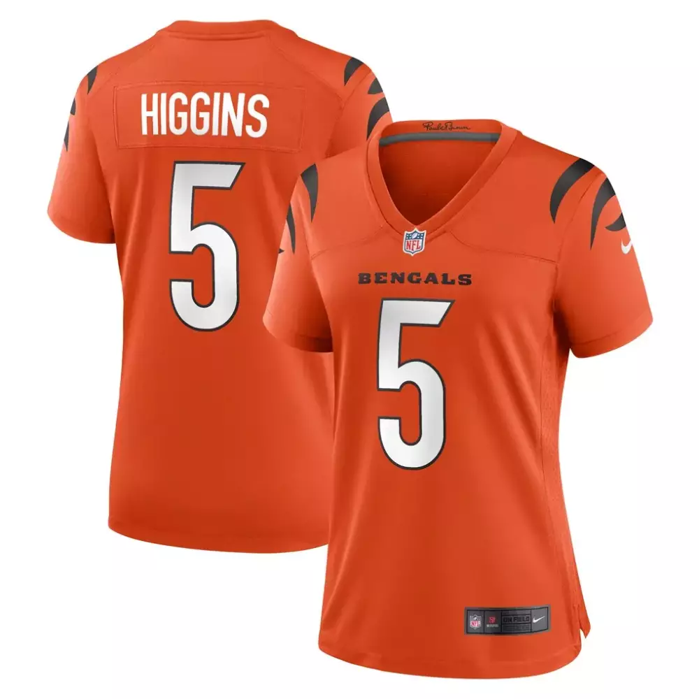 Tee Higgins 5 Bengals Jersey Orange Women Replica Black White Alternate Game