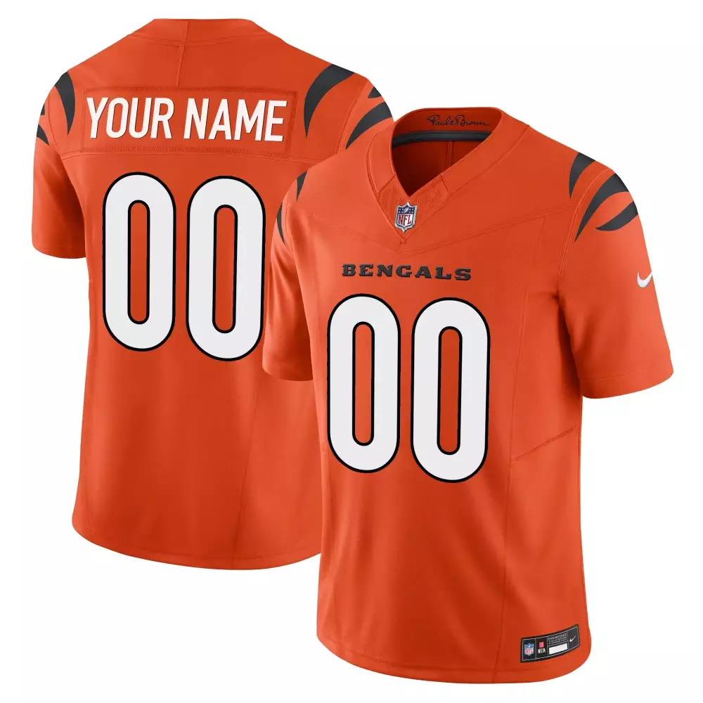 Custom Bengals Jersey Orange Men Black White Vapor Limited All Stitched