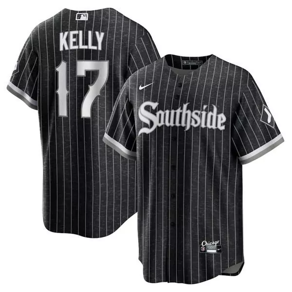Kelly 17 Chicago White Sox Jersey Black Men Gray Cool Base Stitched