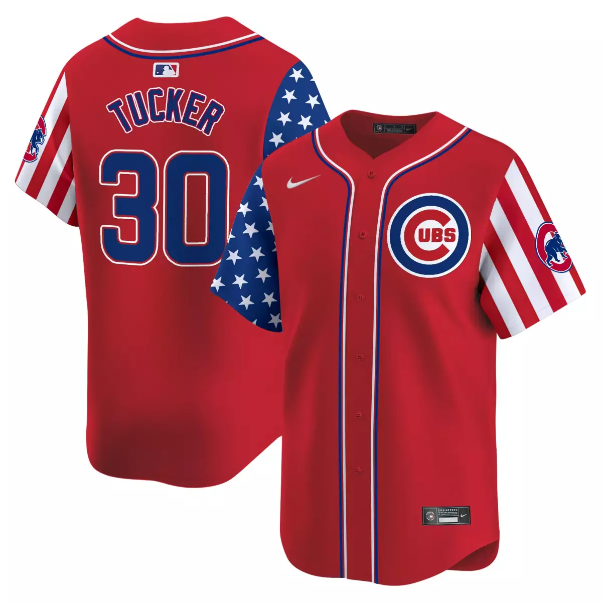 Tucker Independence 30 Cubs Jersey Red Day Men Alternate Custom Design Blue White