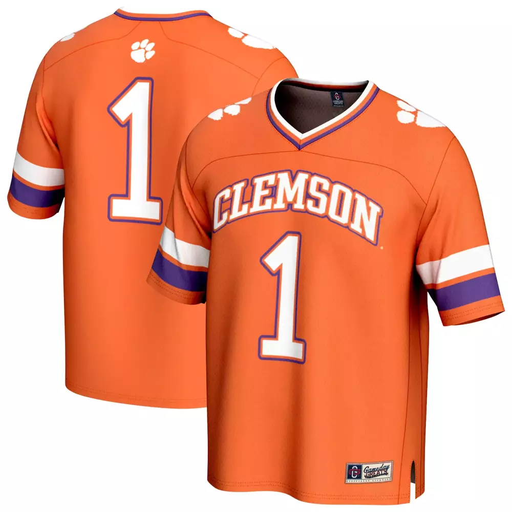 Custom Clemson Tigers 1 Jersey Orange White Purple All Stitched Vapor