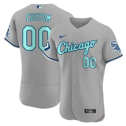 Custom Chicago White Sox Jersey Gray Men Alternate Teal Navy Flex Collection All