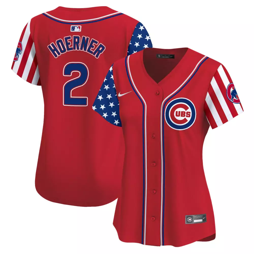 Nico Hoerner 2 Cubs Jersey Red City Connect Men Split Design Blue White Vapor Premier