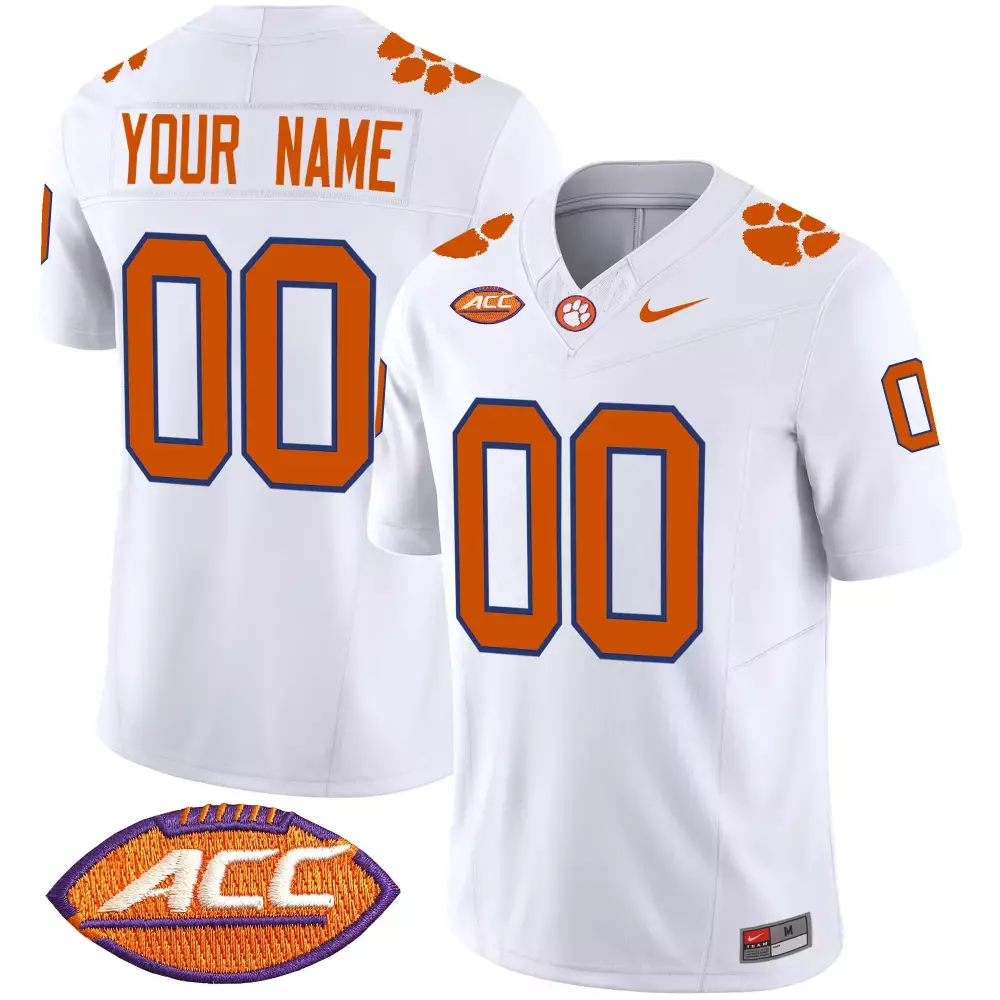 Custom Clemson Tigers Jersey White Men Orange Purple All Stitched Vapor