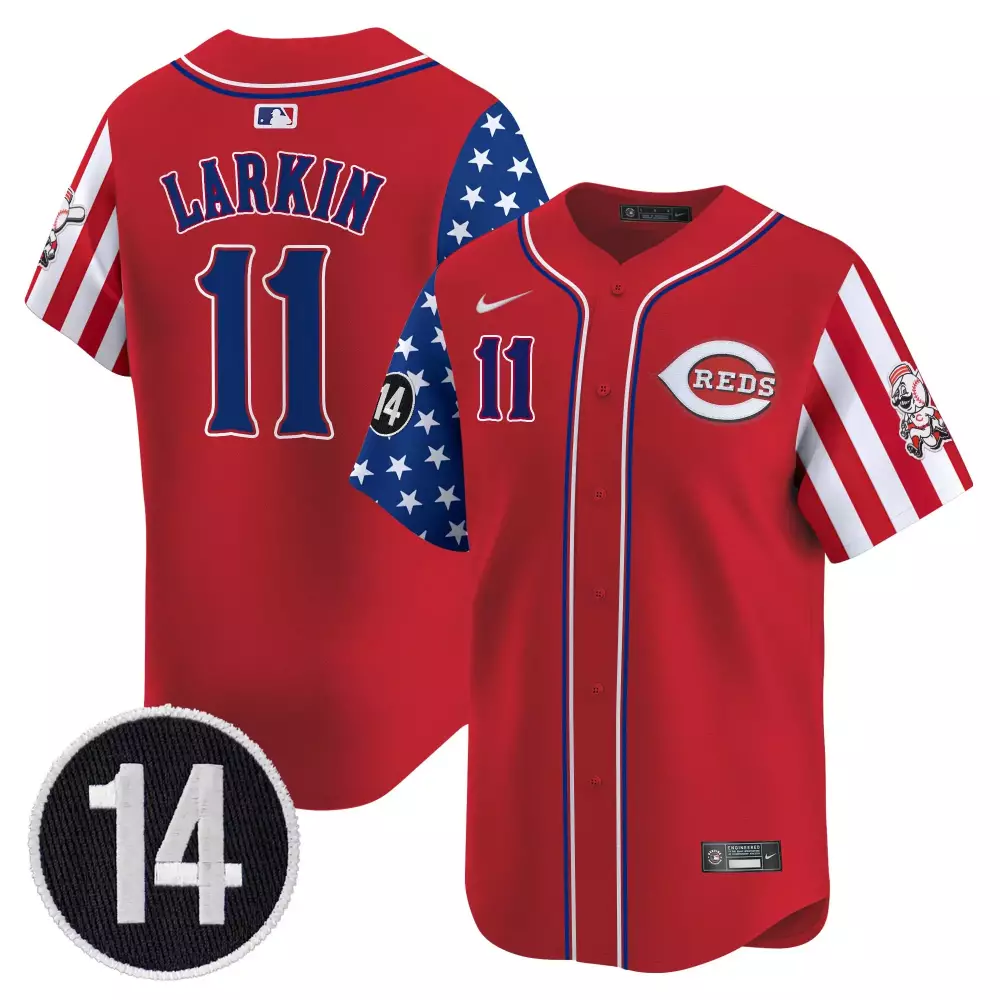 Larkin Independence 11 Reds Jersey Red Stars And Stripes Men Split Design White Blue