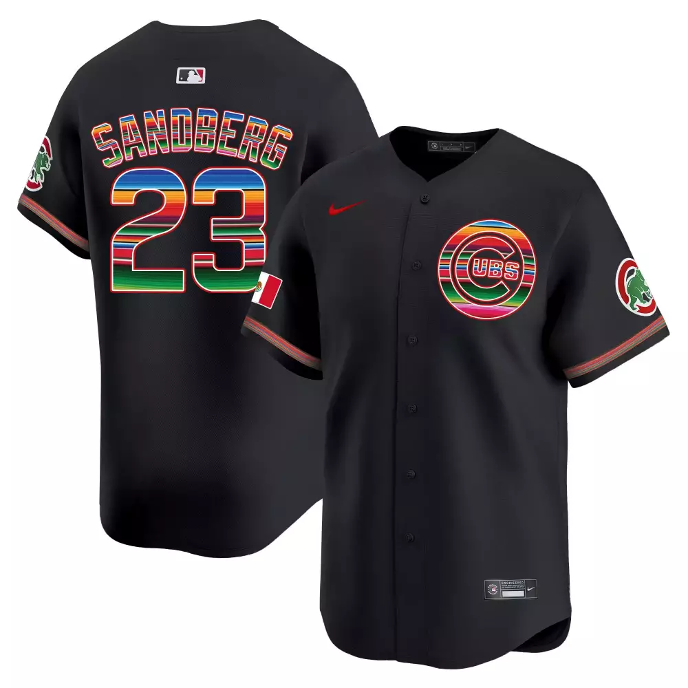 Ryne Sandberg 23 Cubs Jersey Black City Connect Mexico Flag 2023 Men Custom Design