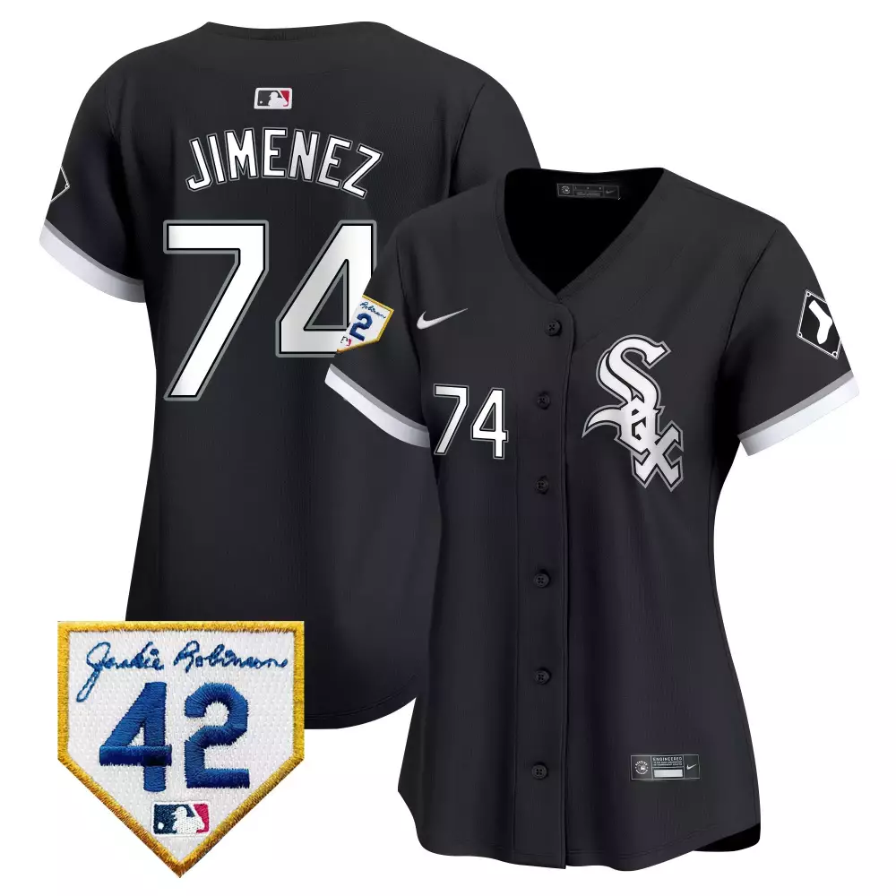 Eloy Jimenez 74 White Sox Jersey Black Jackie Robinson Day 42 Men Replica Silver