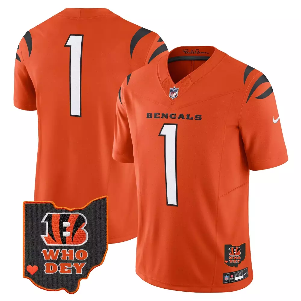 Joe Mixon 1 Bengals Jersey Orange Men Authentic Black Vapor Limited v2 All Stitched