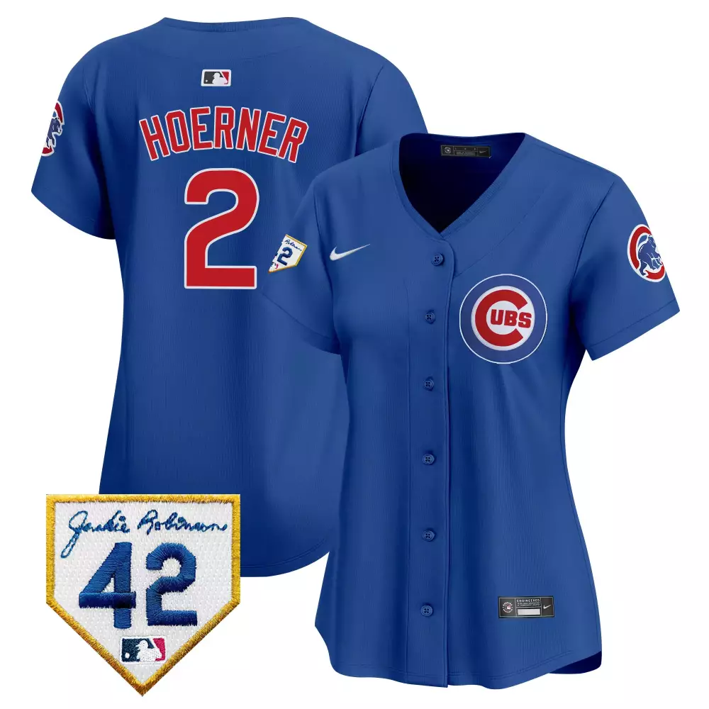 Nico Hoerner 2 Cubs Jersey Royal Blue Jackie Robinson Day 42 Women Red White Vapor