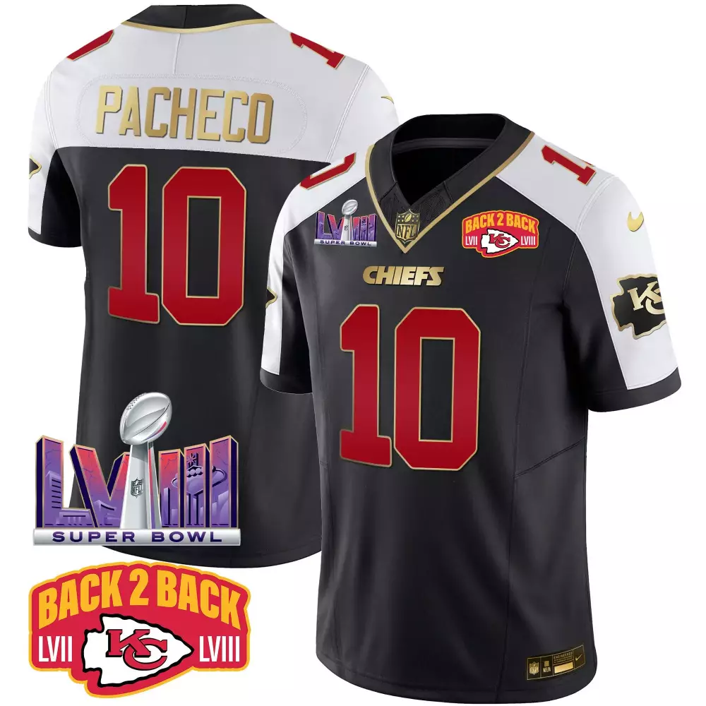 Isiah Pacheco 10 Jersey Black Super Bowl Champions Kansas City Chiefs Lvii Lviii