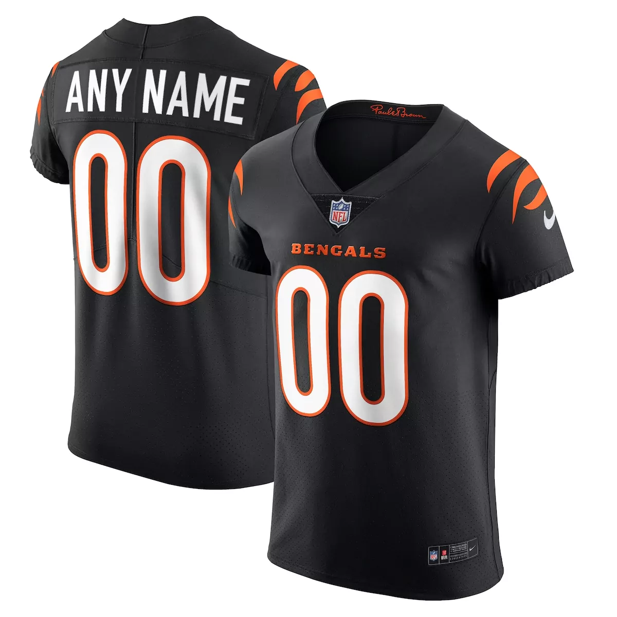 Bengals Jersey Black Replica Orange White Vapor Elite Custom