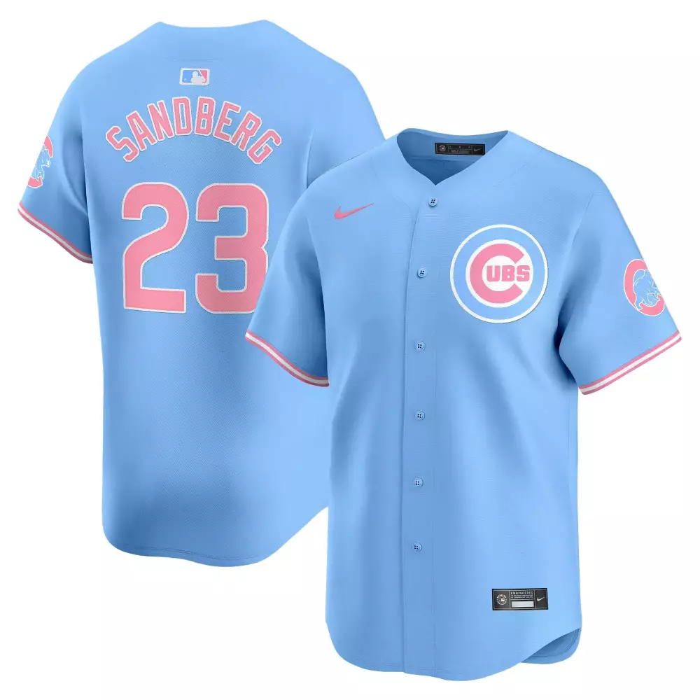 Ryne Sandberg 23 Cubs Jersey Light Blue Men Alternate Pink White Unisex Vapor Premier