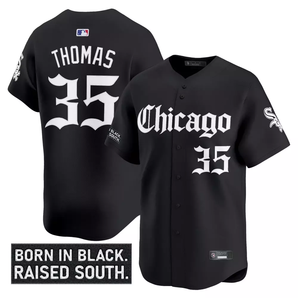 Frank Thomas 35 Chicago White Sox Jersey Black Born In Raised South. Men Vapor Embroidered