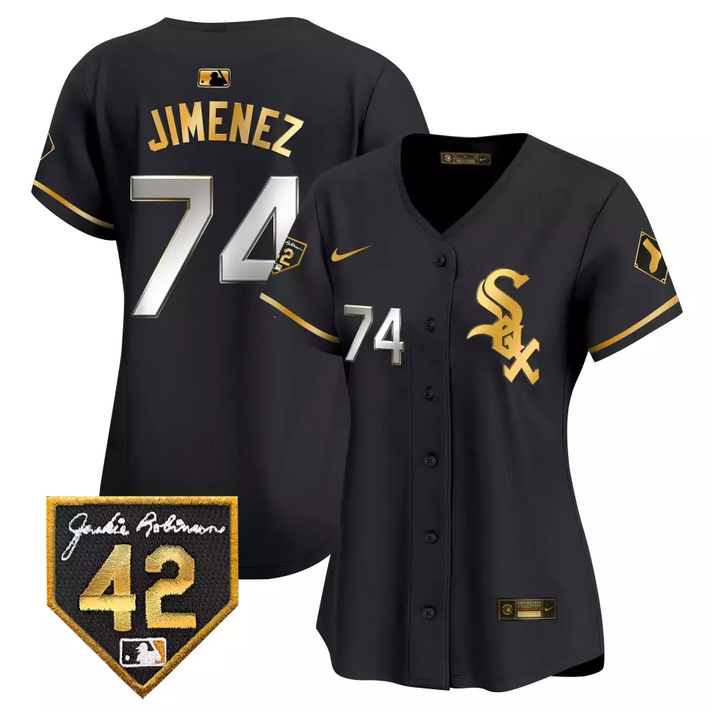 Eloy Jimenez 74 Chicago White Sox Jersey Black Jackie Robinson Day 42 Men Gold Vapor