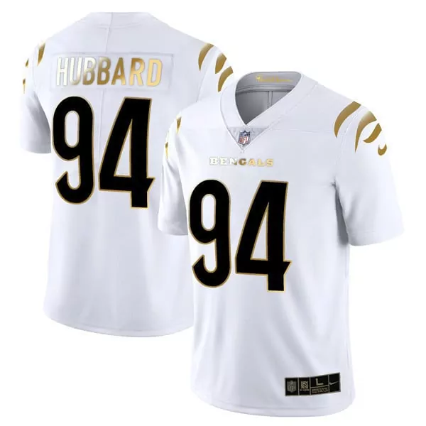 Sam Hubbard 94 Bengals Jersey White Men Replica Black Gold Vapor Limited All Stitched