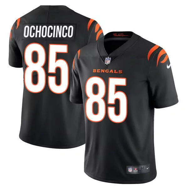 Chad Johnson 85 Bengals Jersey Black Men Orange White Vapor Limited All Stitched