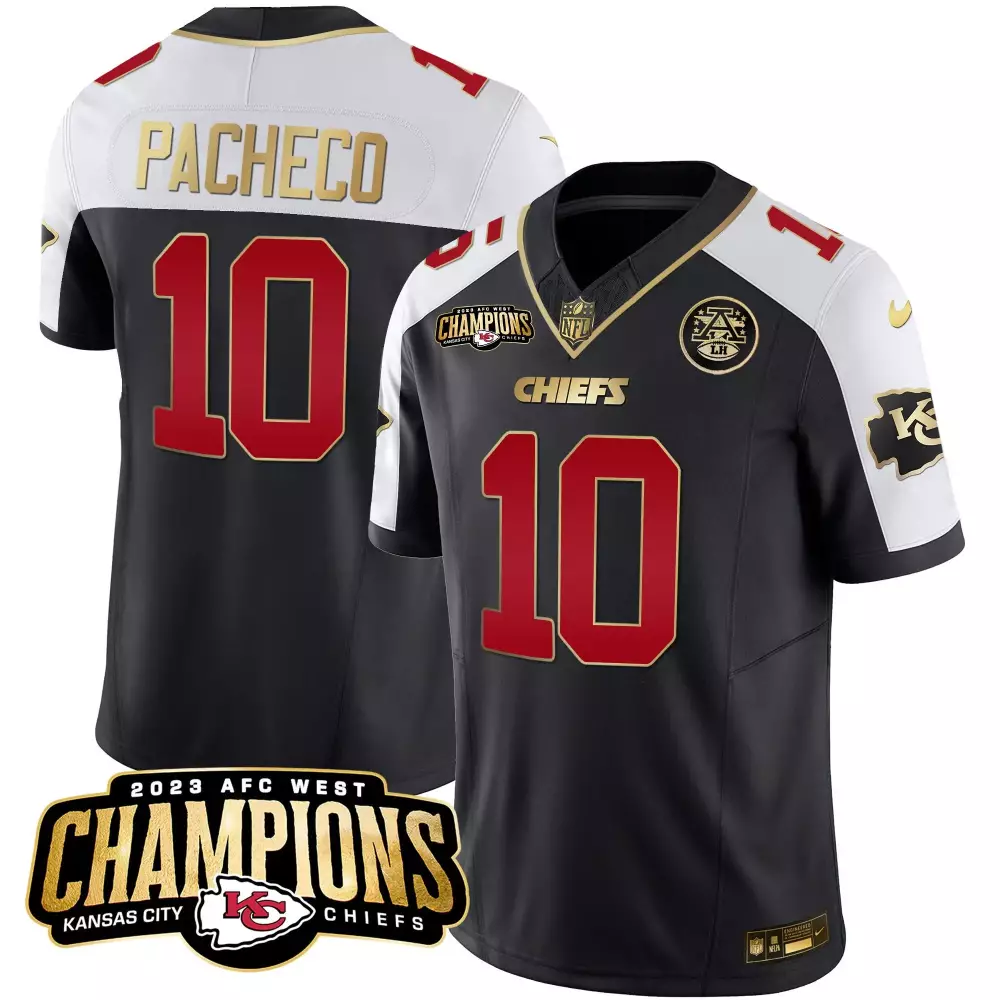 Isiah Pacheco 10 Jersey Black AFC West Champions Kansas City Chiefs 2023 Men Alternate
